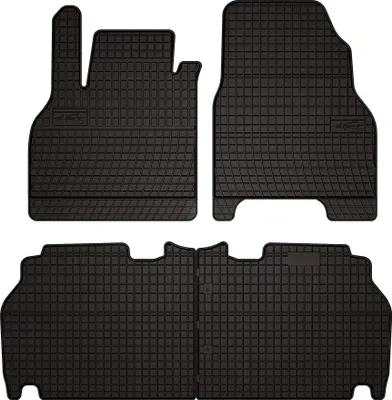 Produktbild von Gummifußmatten passend für Renault Kangoo II (kombivan, Bj. 2007-2021) –  schwarz, passgenau, mit Befestigungen set 4 Stk. - Gummi-Automatten