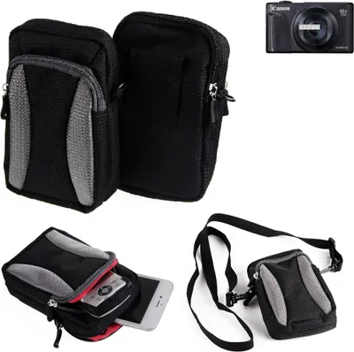 Produktbild von K-S-Trade Fototasche kompatibel mit Canon PowerShot SX740 HS Gürtel-Tasche Holster Umhänge Tasche Kameratasche, schwarz-grau Brust-Beutel