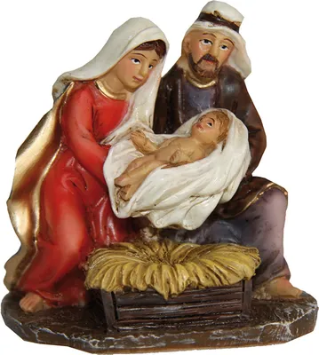 Produktbild von FADEDA Hlg. Familie, Krippenblock   / Höhe:6 cm / handbemalt / detailgetreue Krippen Figuren - Weihnachten Tisch Dekoration Krippe Zubehör