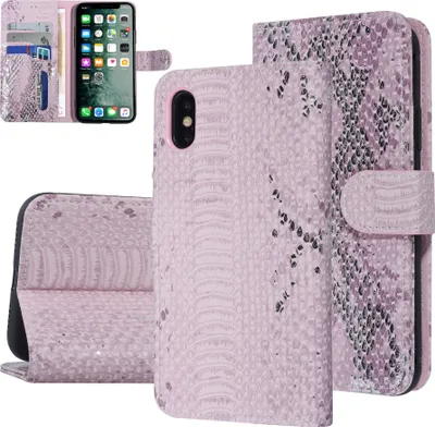Produktbild von UNIQ Accessory Apple iPhone X-Xs Pink Snakeskin Book type case