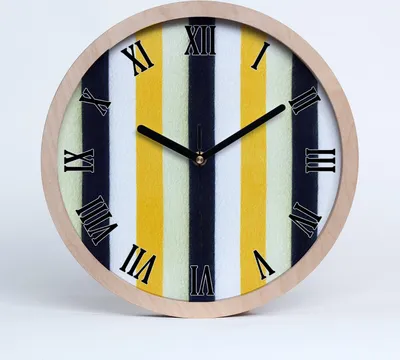 Produktbild von Holzuhr 30fi cm wanduhr - schwarze Spitzen - gestreifter Hintergrund