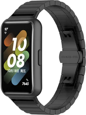 Produktbild von Strap-it Huawei Band 7 Metallarmband (Schwarz)