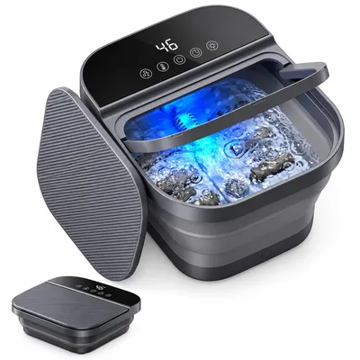 Produktbild von Fußbadewanne elektrisch, faltbar, mit Wärme, Sprudelmassage & Rollen, Fußmassagegerät mit Fernbedienung, Timer & Touchdisplay