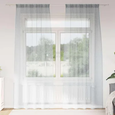 Image de Rideau en Voile 2 pcs Gris foncé 245 x 140 cm Polyester