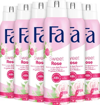 Produktbild von 6x Fa Deospray – Sweet Rose 150 ml