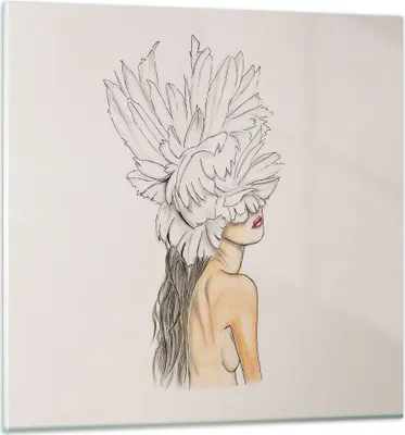 Produktbild von Bilder auf glas - Einteilig - Mode Frau Zeichnung - 70x70cm - Glasbilder - Wandbilder - Bilder - zum Aufhängen bereit - Wanddekoration aus Glas - Glas Bilder - Wandbild auf Glas - GAC70x70-4873