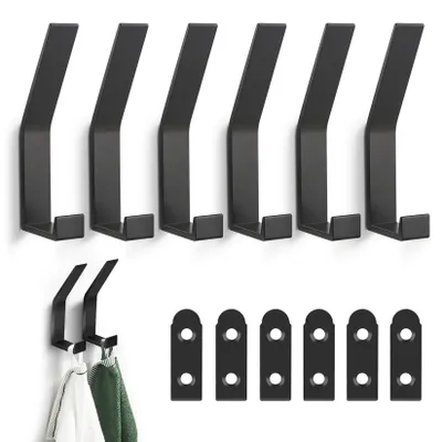 6 Wandhaken aus Aluminium, schwarz, für Jacken & Mäntel