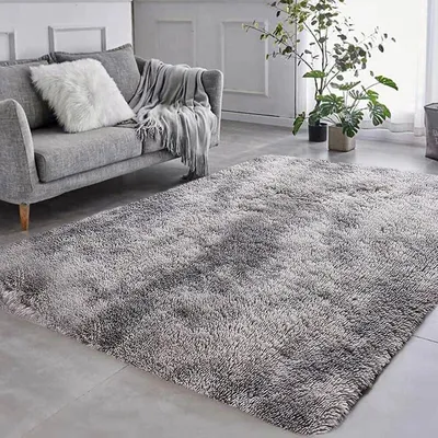 Produktbild von (Světle šedý, 160 x 200 cm) Chlupatý koberec, protiskluzová podložka na hraní ze syntetického plyše, obývací pokoj, ložnice, koberec na podlahu