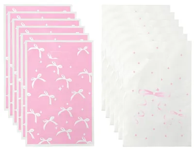 Productafbeelding van 50 Stuks Geschenktassen met Roze Strik 16,4 x 25 cm