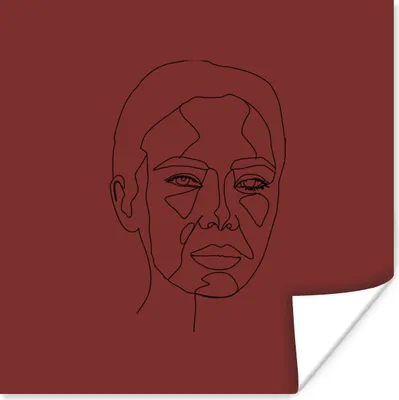 Produktbild von MuchoWow® Poster Frauen - Porträt - Strichzeichnung 75x75 cm - Wand Dekoration