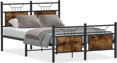 Zdjęcie produktu dla vidaXL Rama łóżka bez materaca dąb wędzony 120x200 cm materiał drewnopochodny