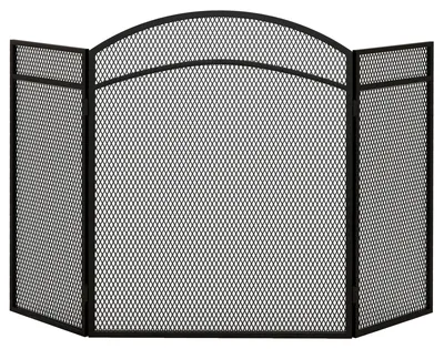 Productafbeelding van Vuurscherm voor open haarden, elegante vonkenvanger, opvouwbaar, gecoat, zwart, 96 x 60 cm