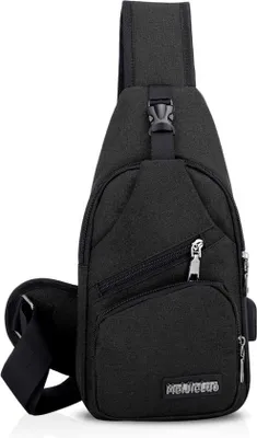 Obrázek produktu pro Černá sportovní taška s USB a funkcí přes rameno pro turistiku a cestování