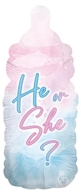 Produktbild von Folienballon Gender Reveal Rosa Blau Babyflasche 32 x 78 cm Geburt