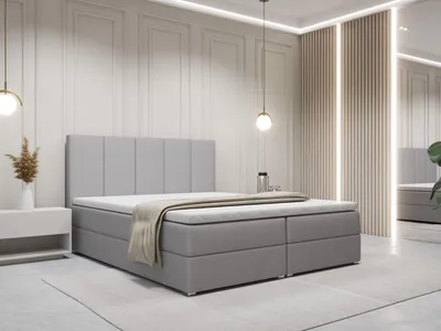 Produktbild von FurniDe24 Boxspringbett Soreno 140x200 - Bett mit Matratze und Topper – Kontinentalbett mit Bettkasten und Matratze – Doppelbett Hellgrau (Trinity 14)