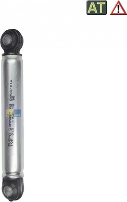 A silver shock absorber with black ends.