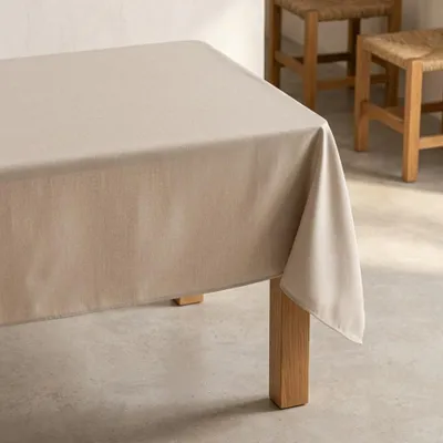 Produktbild von GAMUSI Tischdecke, fleckabweisend, glatt, rechteckig, melierter Stoff, natürliche Haptik, 140 x 240 cm, Stein