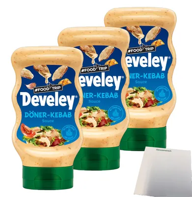 Produktbild von Develey Foodtrip-Sauce Döner Kebab 3er Pack (3x300ml Flasche) + usy Block