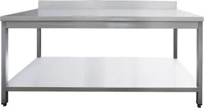 Obrázek produktu pro Pracovní stůl z nerezové oceli se zvýšeným okrajem, 180 x 60 cm
