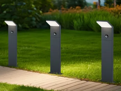 Produktbild von LED Pollerleuchten mit Bewegungsmelder Anthrazit 50cm 3 Stk Wegeleuchte-n Garten