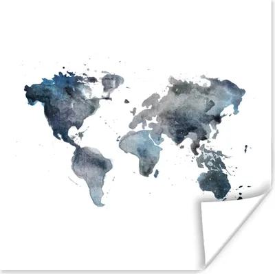 Produktbild von MuchoWow® Poster Weltkarte - Aquarell - Abstrakt 75x75 cm - Wand Dekoration