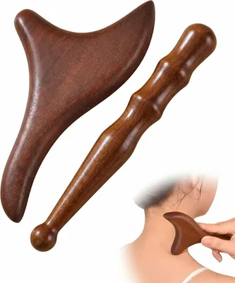 Immagine prodotto di Massaggiatore Gua Sha, confezione da 2 pezzi, forma triangolare, in legno, per alleviare il dolore