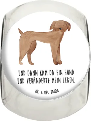 Produktbild von Mr. & Mrs. Panda Süßigkeitenglas Hund Dogge L 870ml - Weiß - Geschenk, Kaffeedose, schraubglas, Hundemotiv, Bonboniere, Vorratsbehälter, Vorratsdose, Vorratsglas, Herz
