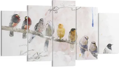 Produktbild von Bild auf Leinwand - Leinwandbild - 5 Teile - Vögel Kanarienvogel Zweig - 160x85cm - Wand Bild - Wanddeko - Wandbilder - Leinwanddruck - Bilder - Wanddekoration - Leinwand bilder - EA160x85-4175