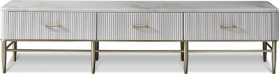 Obrázek produktu pro Dřevěná komoda v přírodním provedení s nerezovou ocelí, moderní design