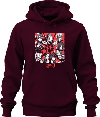 Produktbild von Demon Slayer Kimetsu no Yaiba Hashira Anime Geschenk Vintage Uni Hoodie Kapuzenpullover, Burgundy, XXL