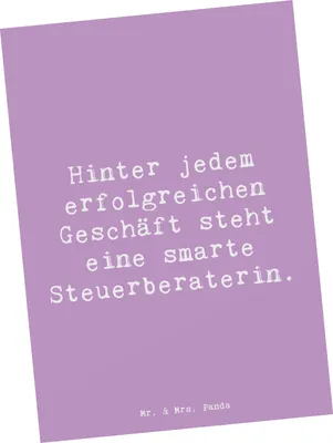 Produktbild von Mr. & Mrs. Panda Postkarte Spruch Steuerberaterin Erfolg - Lavendeltraum - Geschenk, Danke, Berufe, Einzigartig, Handgefertigt, Fotokarte, kreative Geschenke, Liebevoll