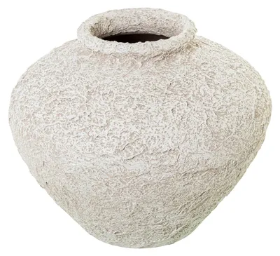 Keramik-Vase, rustikales Weiß, 38 x 38 x 40 cm