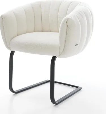Produktbild von DELIFE Freischwinger Jada-Flex Bouclé Soft Beige Freischwinger flach Schwarz Taschenfederkern