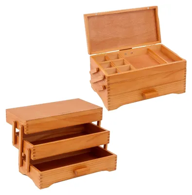 Produktbild von Aufbewahrungsbox aus Kiefernholz für Bastel- und Nähutensilien