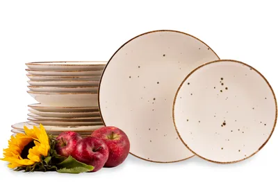 Obrázek produktu pro Konsimo jídelní servis ALUMINA pro 6 osob (18 ks), růžová barva, porcelán, elegantní, 30x30x32,5 cm