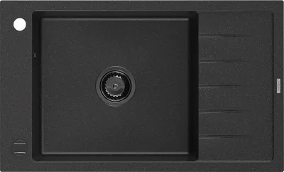 Immagine prodotto di Mexen Elias lavello in granito 1-vasca con sgocciolatoio 795 x 480 mm, nero/argento metallizzato, sifone nero - 6511791005-73-B