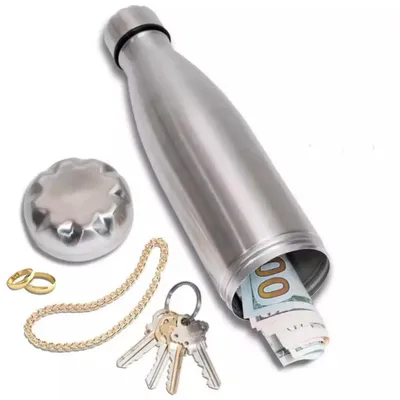 Produktbild von Geheimversteck Geldversteck Thermosflasche mit Geheimfach Safe-Flasche Edelstahl 440 ml