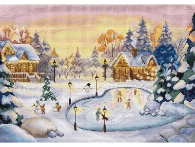 Produktbild von HobbyJobby Kreuzstich Stickpackung "Eislaufen", Zählmuster, 49x39cm