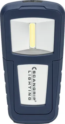 A dark blue inspection work light with a white panel and a yellow LED light.