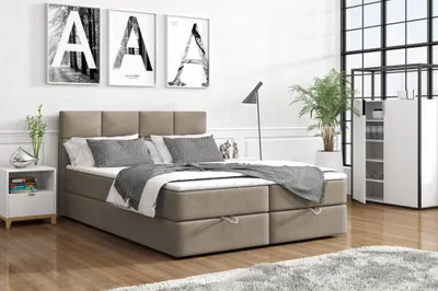 Produktbild von VELAR Boxspringbett mit bettkasten "OSLO", 140 cm, Beige