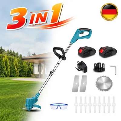 Productafbeelding van Accu-grastrimmer, 800W, 18V, elektrische graskantensnijder, motorfrees, verstelbaar, met 2 accu's