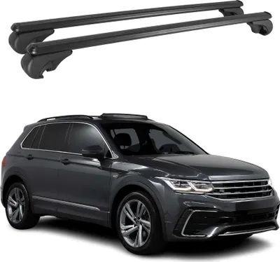 Image de Barres de toit Transversales pour VW Tiguan mk2 2016-2024 Aluminium Noir