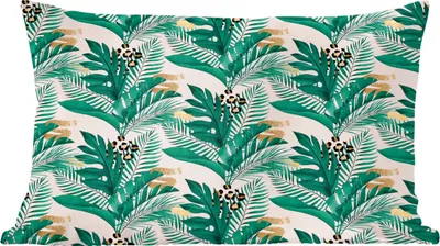 Produktbild von MuchoWow® Zierkissen Sofakissen Wohnzimmer Dekokissen 50x30 cm Palmenblatt - Pantherdruck - Gold - Wohnzimmerdekoration - Polster mit Photo