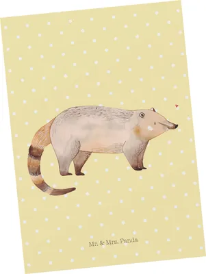 Produktbild von Mr. & Mrs. Panda Postkarte Nasenbär - Gelb Pastell - Geschenk, Nasenbären, bildkarte, Ansichtskarte, Ansichtskarten, Lustige Sprüche, Rüsselbär, Grußkarte, Postkarten