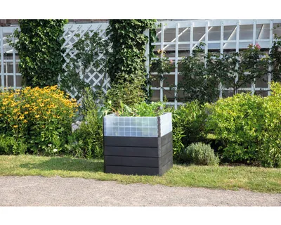 Produktbild von Hochbeet klassisch GARANTIA ERGO Quadro Turbo M 75 inkl. Flora-Wassersparsystem 80 x 60 x 75 cm wood anthrazit braun