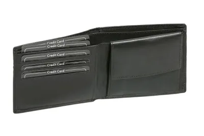 Produktbild von LEAS Geldbörse Herren extra dünn mit RFID Schutz, Herren Geldbeutel flach in Echt-Leder, Portmonee im Querformat, schwarz 11,5x9x1,5cm (LxBxH)