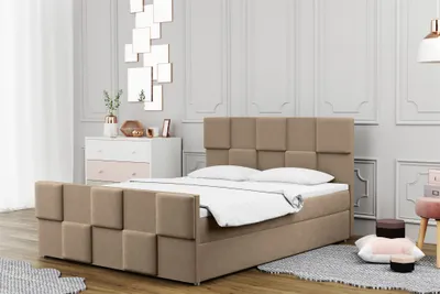 Produktbild von Boxspringbett Schlafzimmerbett MURILO 140x220cm in Stoff Monolith Hellbraun