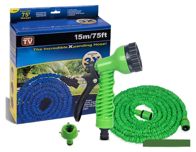 Produktbild von Wasserschlauch-Düsensprüher, Kunststoff-Autowaschanlage, automatisches Teleskop-Gartenbewässerungswerkzeug, 15 m