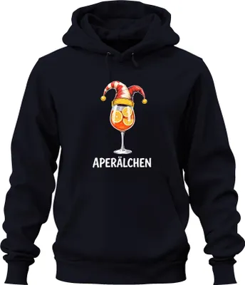 Produktbild von Aperälchen Aperol Spritz Cocktail Glas Orangenscheiben Lustig Uni Hoodie Kapuzenpullover, Navy, M