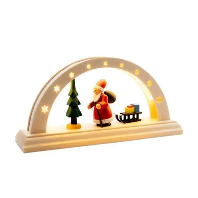 Obrázek produktu pro Svíčkový oblouk Otec Vánoc se saněmi s LED osvětlením ŠxVxH 24x12x6cm NOVINKA